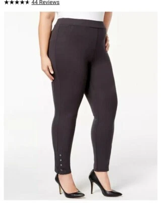NEW Style Co Womens Plus Ponte Leggings Carbon Grey Sz 24W mid rise Snap buttons - Image 1 of 4
