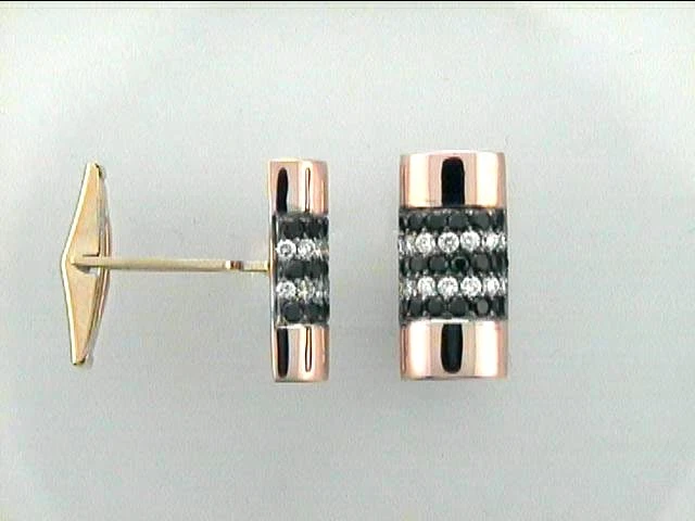 Gemelos de diamantes blancos y negros de oro blanco de 14K para hombre con 1,46 cts. diamantes Foto 1 de 1