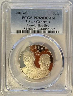2013 S Clad Proof 5 Star Generals Commemorative Half Dollar 50C PCGS PR69DCAM - Image 1 of 4