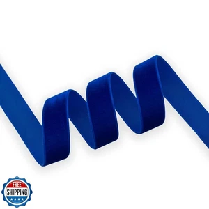 XMLMSH Royal Blue Velvet Ribbon 5/8 Inch Single Face Nylon for Gift Wrapping, - Picture 1 of 5
