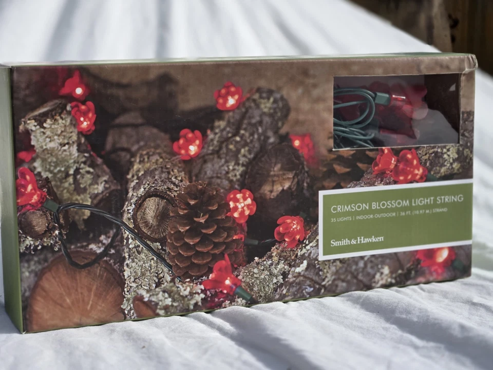 Cadena de luces Smith & Hawken flor carmesí 35 luces interior exterior probado Foto 1 de 3