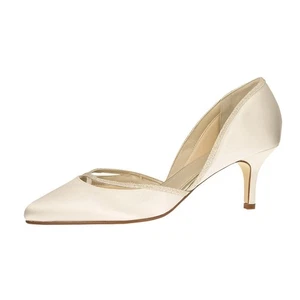 Rainbow Club Teddie Brautschuhe Hochzeit Pumps Satin Gr. 40 Ivory / Creme - Bild 1 von 4