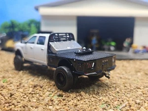 CUSTOM 1/64 2020 Dodge 3500 TRADESMAN Flatbed 4x4 TRUCK hitch & Tow CUMMINS farm - Picture 1 of 18