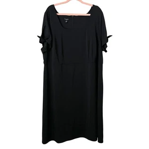 Abito Talbots donna 2X nero mini scollo quadrato cravatta manica minimalista preppy NUOVO - Foto 1 di 11