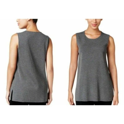 Eileen Fisher The Icons 无袖束腰长款背心羊毛灰女式小号 — 第 1/4 张图片