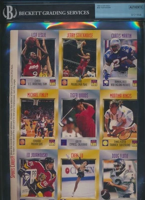 SPORTS ILLUSTRATED FOR KIDS 1996 hoja de inserción con #536 Tiger Woods RC Beckett auténtico Foto 1 de 4