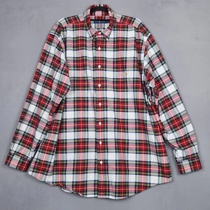 RALPH LAUREN Shirt Mens 2XL Tall Plaid Red Long Sleeve Button Down Flesh Pony - Picture 1 of 16