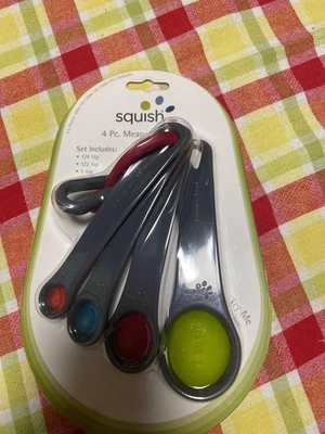 SQUISH 4 Piece Measuring Spoon Set 1/4 tsp 1/2 tsp 1 tsp 1 Tbsp - Brand New - Image 1 of 3
