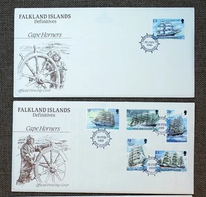 Isole Falkland 1990 Cape Horner navi set di 4 FDC - Foto 1 di 2