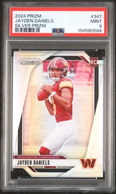 Jayden Daniels 2024 Prizm Silver Rookie RC #347 PSA 9 ¡COMO NUEVO! ¡COMANDANTES NFL LSU! Foto 1 de 2