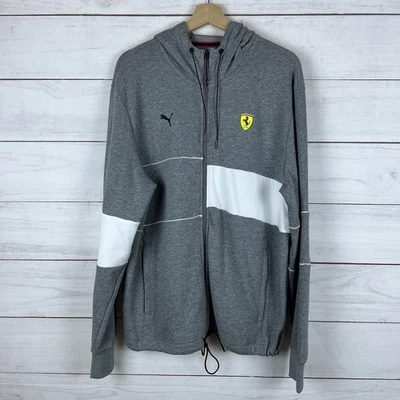 Jaqueta com capuz Puma Scuderia Ferrari com zíper completo cinza tamanho grande Fórmula 1 - Imagem 1 de 4