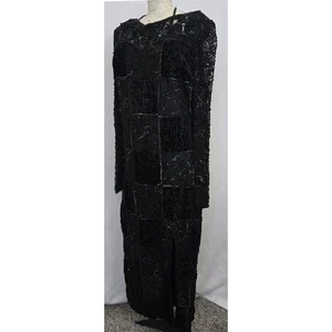 Maxi Vestido Vintage Judith Ann Creations Negro Terciopelo Cuentas Lentejuelas Retazos M - Imagen 1 de 10