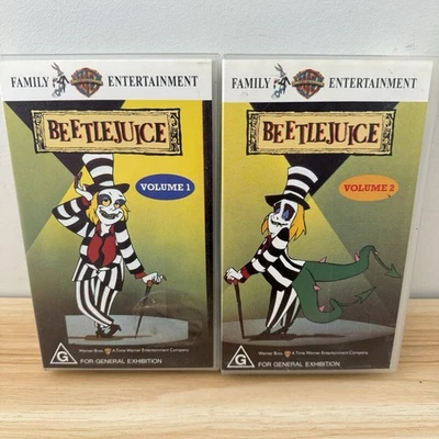 Beetlejuice Animated Cartoons Vol 1 & 2 VHS Tapes VCR 1990 Tim Burton Rare Copy - Image 1 of 4