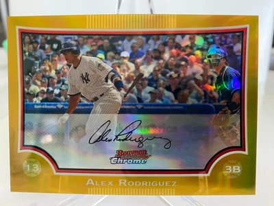 Bowman 2009 cromo 'refractor de oro' Alex Rodriguez #3 serie 43/50 Foto 1 de 3