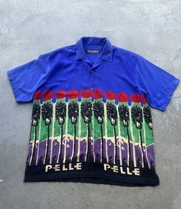 Pelle Pelle Marc Buchanan Para Hombres Camisa Hawiana Grande Palmera Abotonada - Imagen 1 de 7