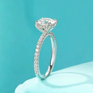 8 mm D 2,00 kt runder Moissanit-Verlobungsring für Damen 14 kt vergoldet - Bild 1 von 6