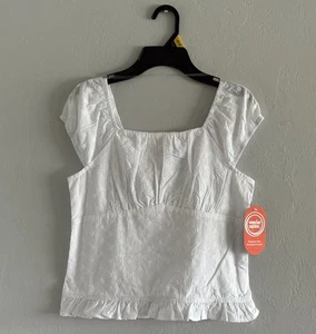 Wonder Nation Girls White Eyelet Top Blouse Size Large 10-12 New With Tags - Picture 1 of 7