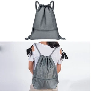 Gym Bag Drawstring sports backpack swimming Sack Zip Pockets school pe backpack - Picture 1 of 15