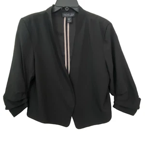 Rachel Zoe Womans Open Front Blazer Size XL Black Ruched 3/4 Sleeves - Picture 1 of 12