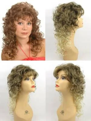 80S WOMENS SHOULDER-LENGTH LAYERED LOOSE CURLS CURLY HAIR WIG W/ BANGS VICTORIAN - Image 1 of 4