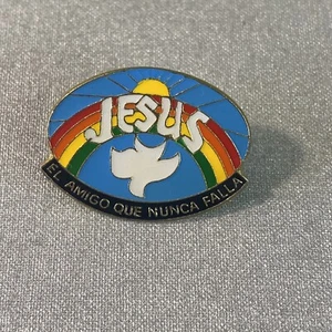 Jesus El Amigo Que Nunca Falla Lapel Hat Enamel Dive Rainbow Sun Religious Pin - Picture 1 of 4