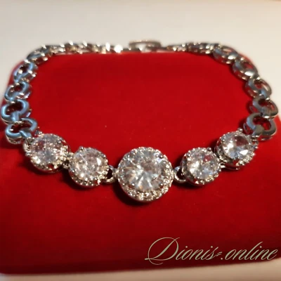 Luxus Armband Tennis Silber Zirkonia Kristalle 18 cm Damen Frauen Geschenk NEU - Bild 1 von 4