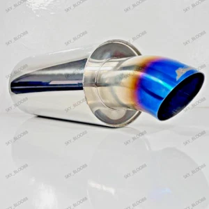 JS Racing Stail Exhaust Muffler+Blue Tip Tail Out Ø3.0" In Ø2.5 FREE SHIPPING - Bild 1 von 12