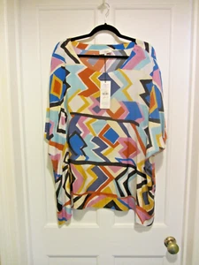 SAHARA - BNWT Generous XL "Modern Aztec" silky viscose top RRP £135 - Picture 1 of 6