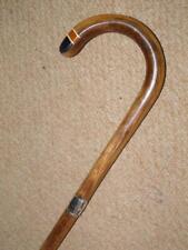 Victorian Walking Stick/Cane - Hallmarked 1891 Silver Collar & Inset Crook -90cm
