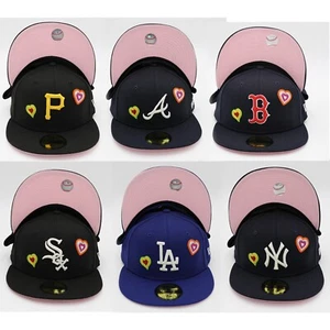 New Era PGH, ATL, BOS, CHI, LA, NYC Chainstitch Heart 59FIFTY MLB Fitted Hat - Picture 1 of 19