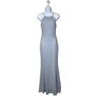 Lulus Long Lace Overlay Halter Evening Gown Light Blue Size Small Bridesmaid