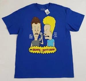 New MTV Beavis and Butt-Head Blue Graphic L Tee T-Shirt Cotton Size Large NWT - Picture 1 of 6