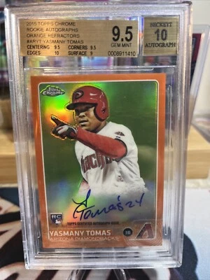 2015 Topps Chrome Yasmany Tomas /25 新秀签名 #189 橙色折射卡 BGS 9.5/10 — 第 1/3 张图片