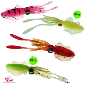 4pcs 4-color Fish WOW! 6 inch Chase Squid Skirt Real-like Octopus lures 3D-eye - Picture 1 of 12