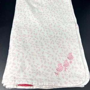 Amy Coe Pink Toile Baby Blanket Birds Chicks Cotton Jersey 2 Layer Reversible - Picture 1 of 6