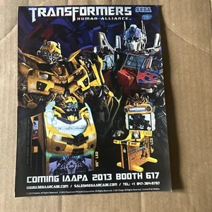 original 11- 8" Transformers Human Alliance Sega arcade video game AD FLYEr - Picture 1 of 2