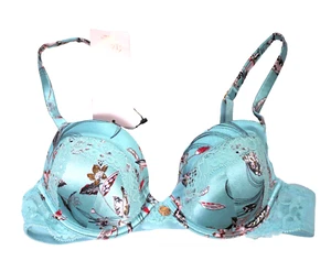 M & S ROSIE AUTOGRAPH PADDED BALCONY BRA 30B SILK LACE JASMINE LIGHT BLUE - Picture 1 of 1