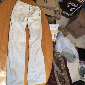 Old Navy Straight Droit Regular Standard Pants Khaki Kids Sz14 Adj Waist - Picture 1 of 6