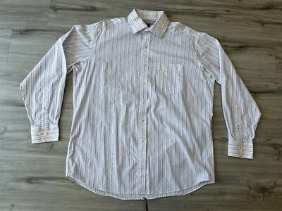 Camisa de Vestir Tommy Hilfiger Para Hombre 16.5 34-35 Rosa Azul Rayas Botón Manga Larga Foto 1 de 4