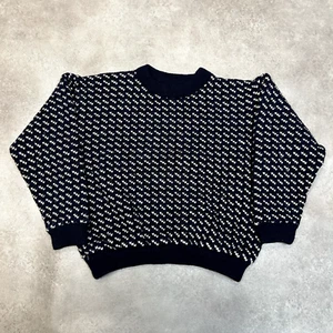 L.L Bean Knitted Jumper Womens Medium Norwegian Fair Isle Pullover Sweater, Navy - Picture 1 of 8