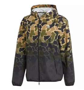 ADIDAS MEN'S ORIGINALS CAMOUFLAGE WINDBREAKER CAMO FULL ZIP JACKET WITH HOOD A36 - Picture 1 of 7