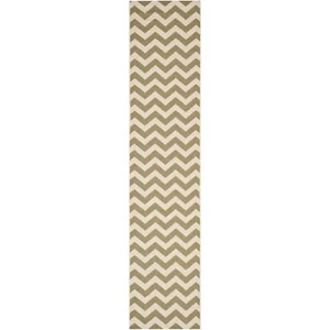 Indoor/Outdoor Green/Beige Waves Runner Rug 2' 3 x 10' - Picture 1 of 1