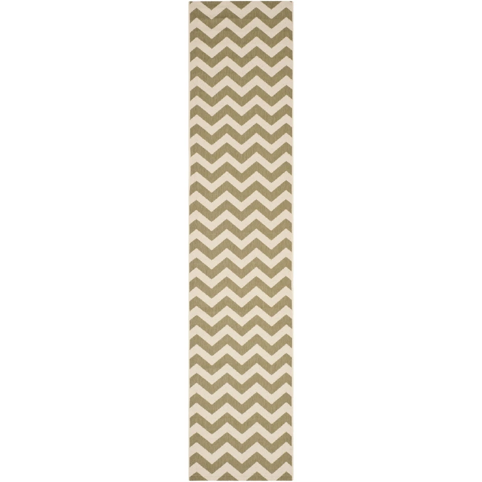 Indoor/Outdoor Green/Beige Waves Runner Rug 2' 3 x 10' - Image 1 of 1
