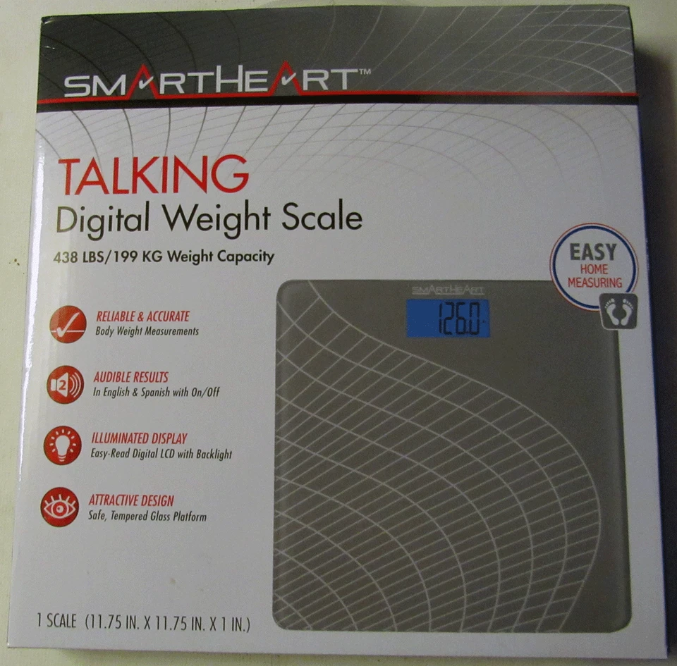 Smart Heart English or Spanish Talking Digital Weight Scale 438 LB Capacity
