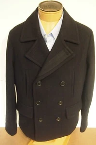 Club Monaco Wool Blend Classic Double-breasted Pea Coat NWT 44 $650 Navy Blue - Picture 1 of 8