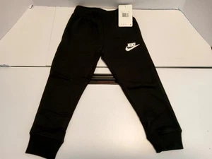 Nike Little Boys Jogger Pants Club Fleece Ribbed Cuff, Black - Size 4 - Picture 1 of 8