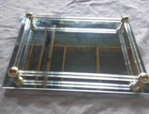 Vintage Glass Vanity Mirror Dresser Tray - Art Deco/ Perfume Make Up Display  - Picture 1 of 7