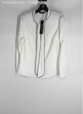 Allegra K Womens Black White Collared Long Sleeve Blouse Top Size Small - Image 1 of 4