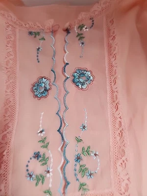 VANITY FAIR size 32 Pajama Set Short Sleeve Top Long Pants BLUSH Pink Peach USA - Image 1 of 4