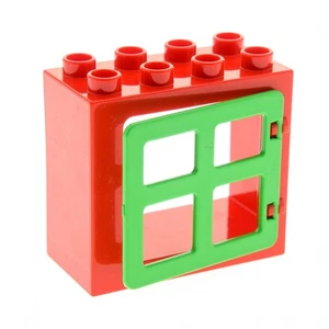 1X Lego Duplo Window Frame Small 2X4X3 Red Door 1X4X3 Light Green 2206 61649 - Picture 1 of 1